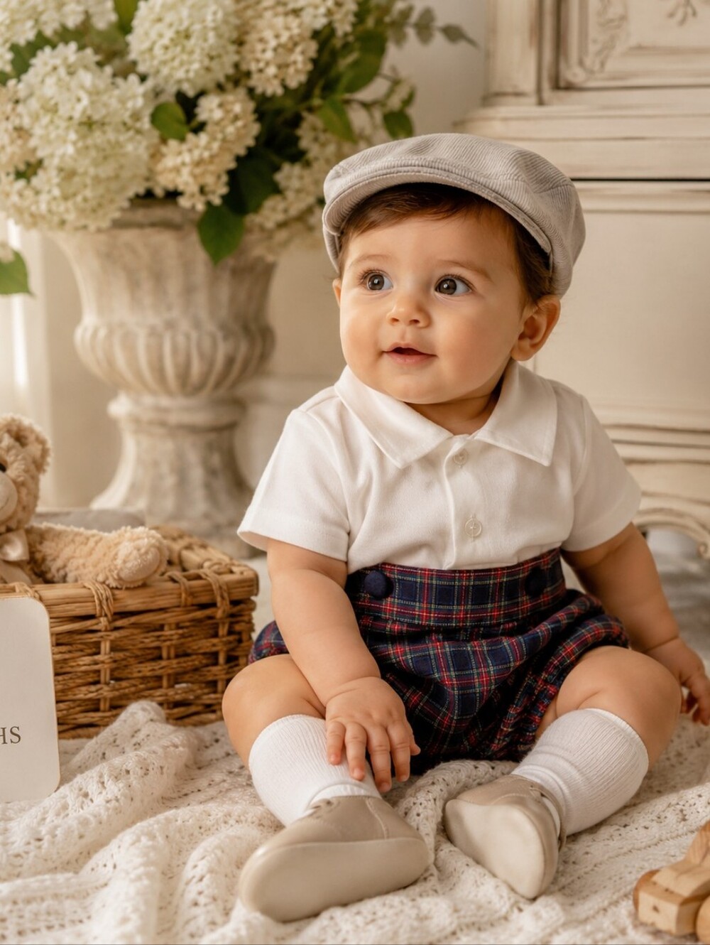La Coqueta 6M Plaid Bubble Romper Set | Classic Prep Heirloom Outfit